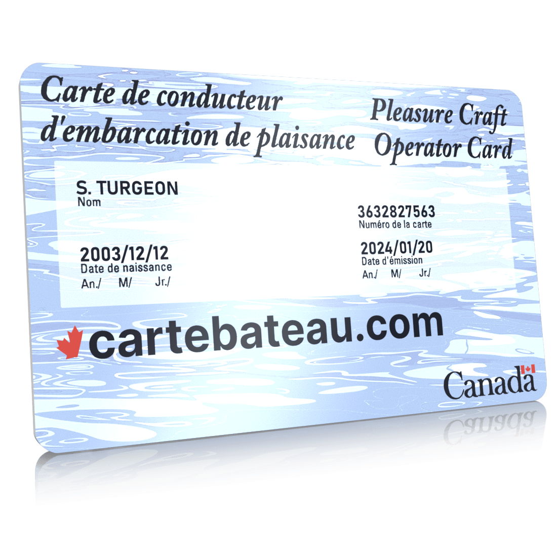 Carte de conducteur d'embarcation de plaisance