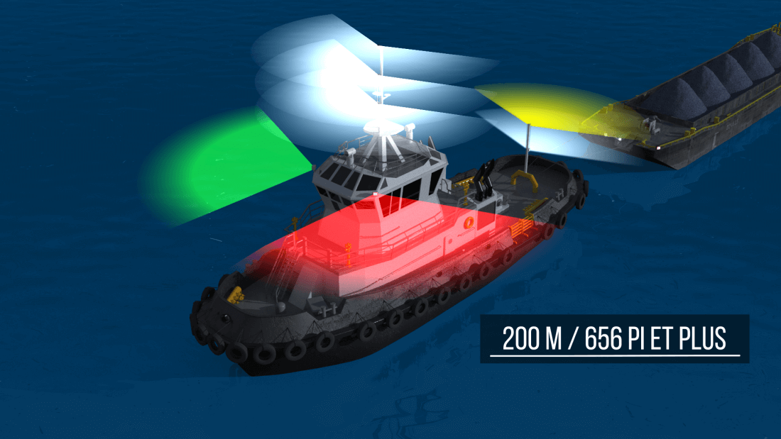 Feux de navigation sur un remorqueur - plus de 200m