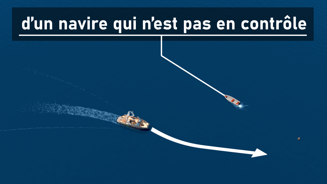 Un navire à propulsion mécanique faisant route doit s’écarter de la route s d’un navire qui n’est pas en contrôle.