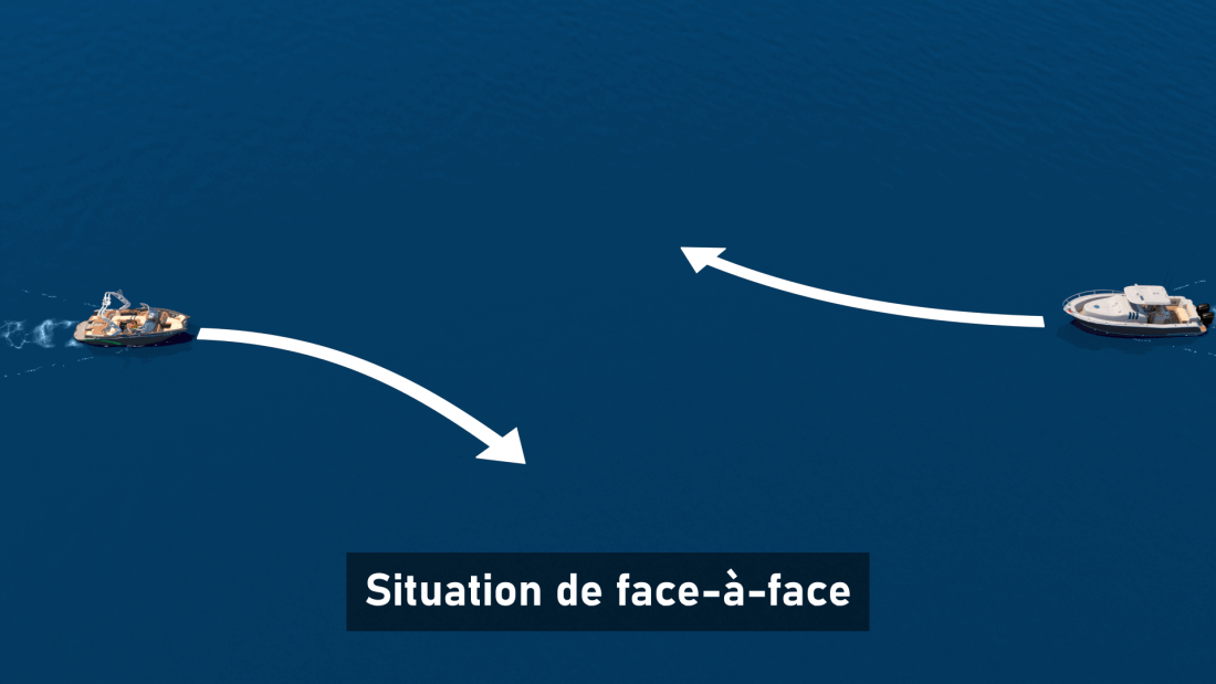 Deux bateaux à moteur en face à face