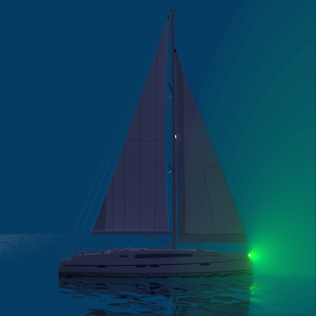 Sailing vessel seen from starboard side
