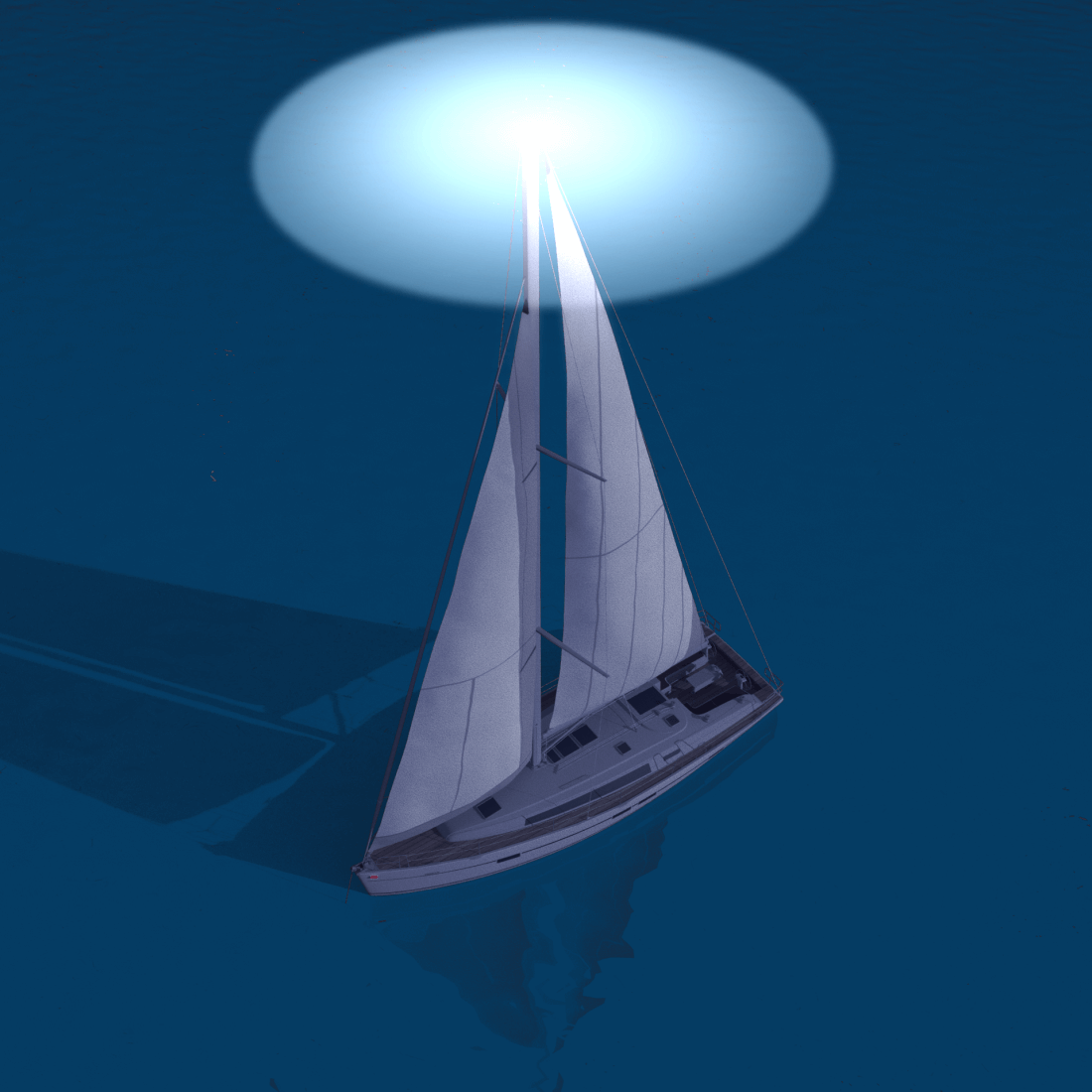 Navigation lights for sailboats operating under motor power