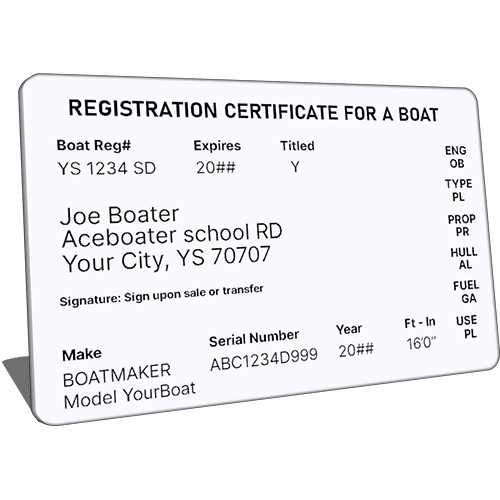 Registration certificate for a boat in Nevada