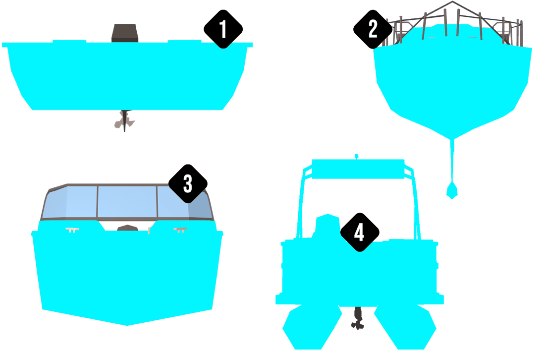 There are four types of boat hulls