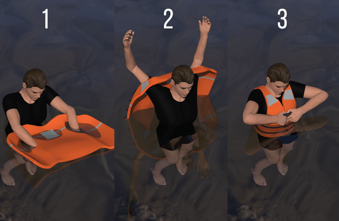 Put on a PFD in water