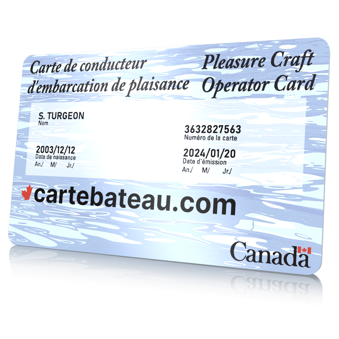 Carte de conducteur d'embarcation de plaisance