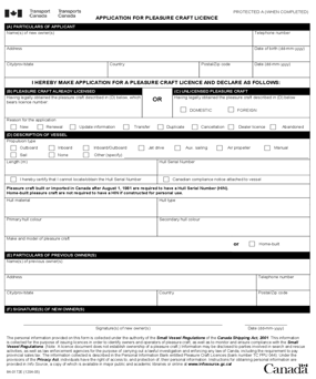 pleasure craft license form 2