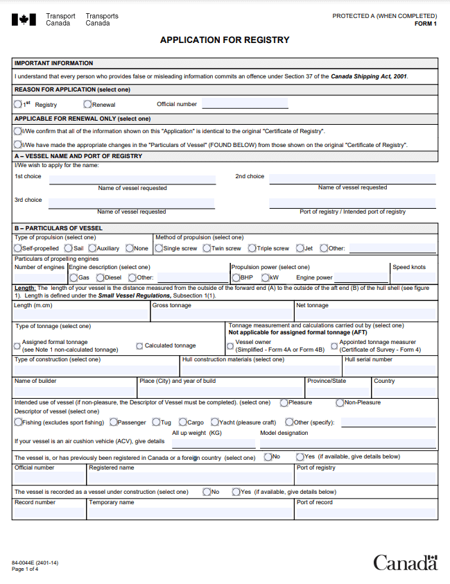 Boat registration in Ontario