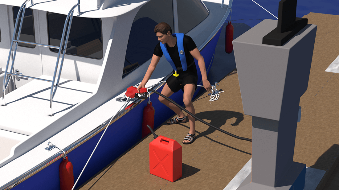 faire le plein d'essence en bateau